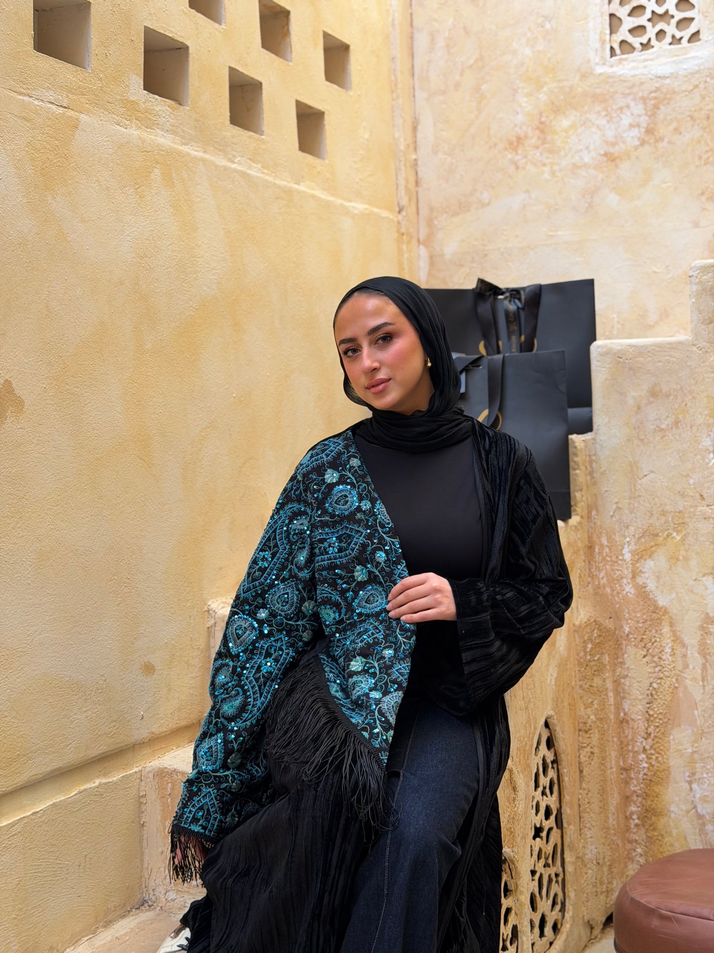 Half scarf kaftan
