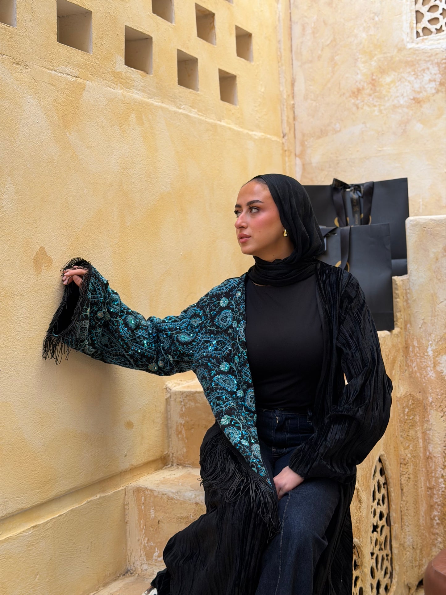 Half scarf kaftan