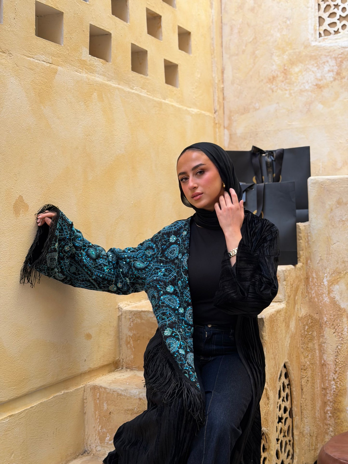Half scarf kaftan