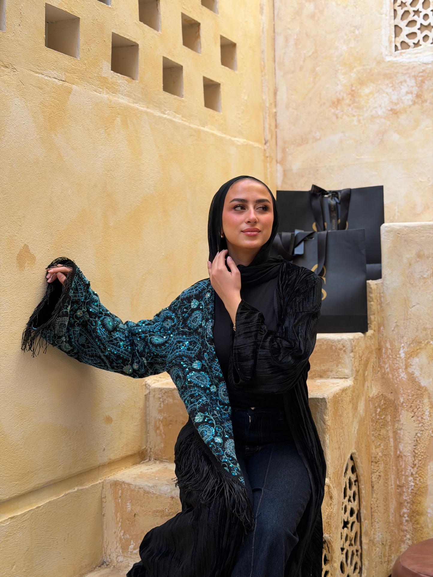 Half scarf kaftan