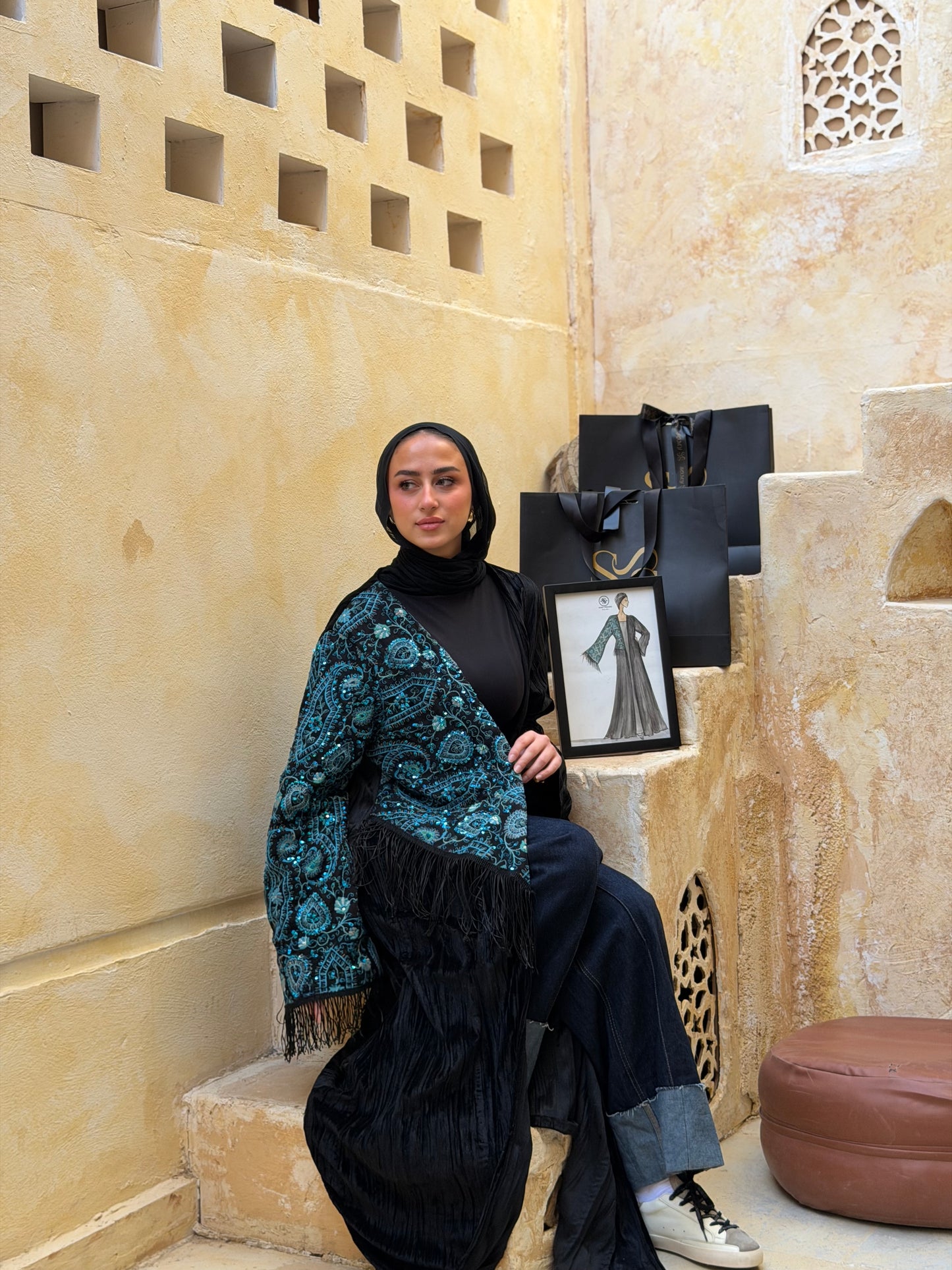 Half scarf kaftan