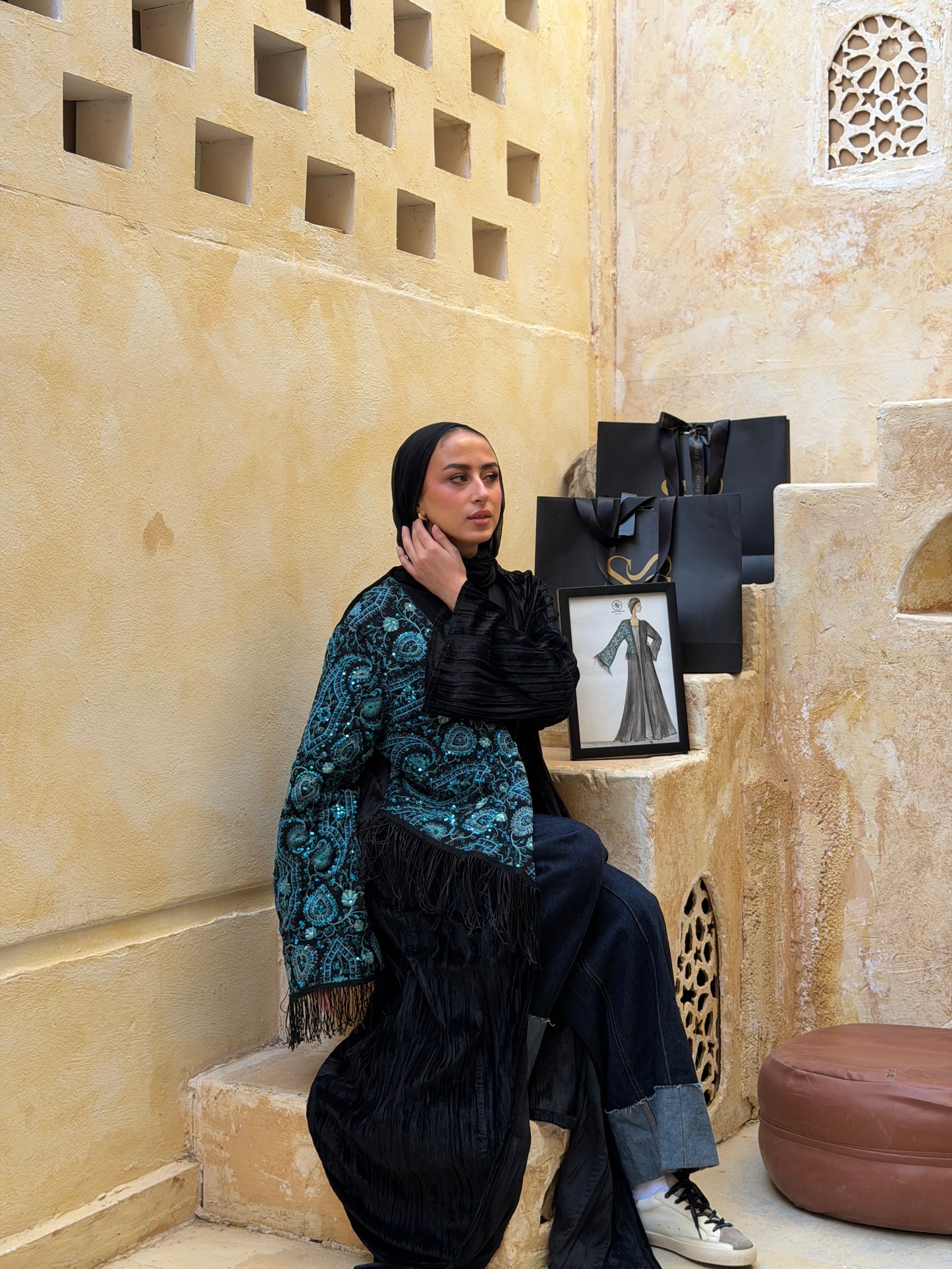 Half scarf kaftan