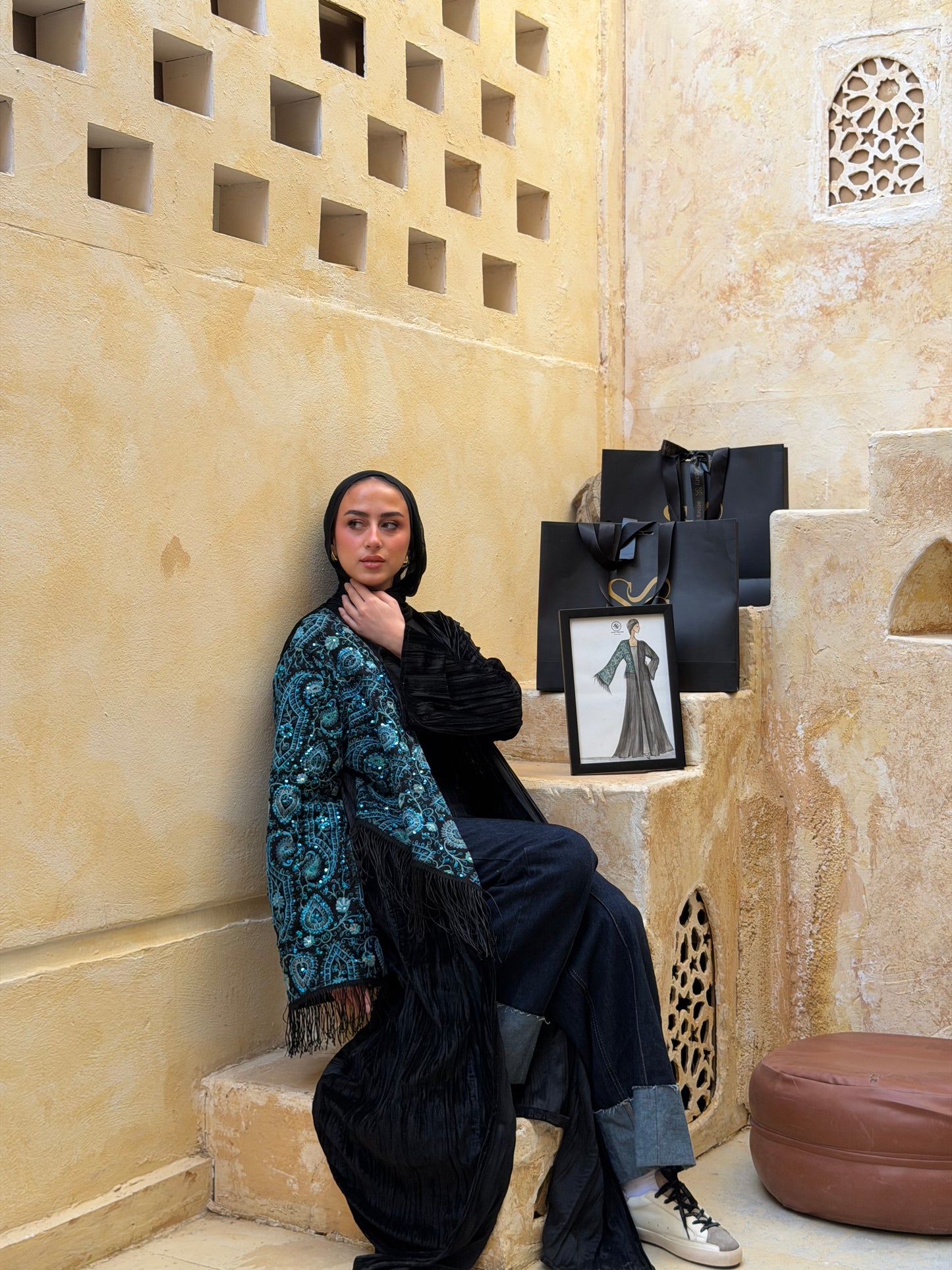 Half scarf kaftan