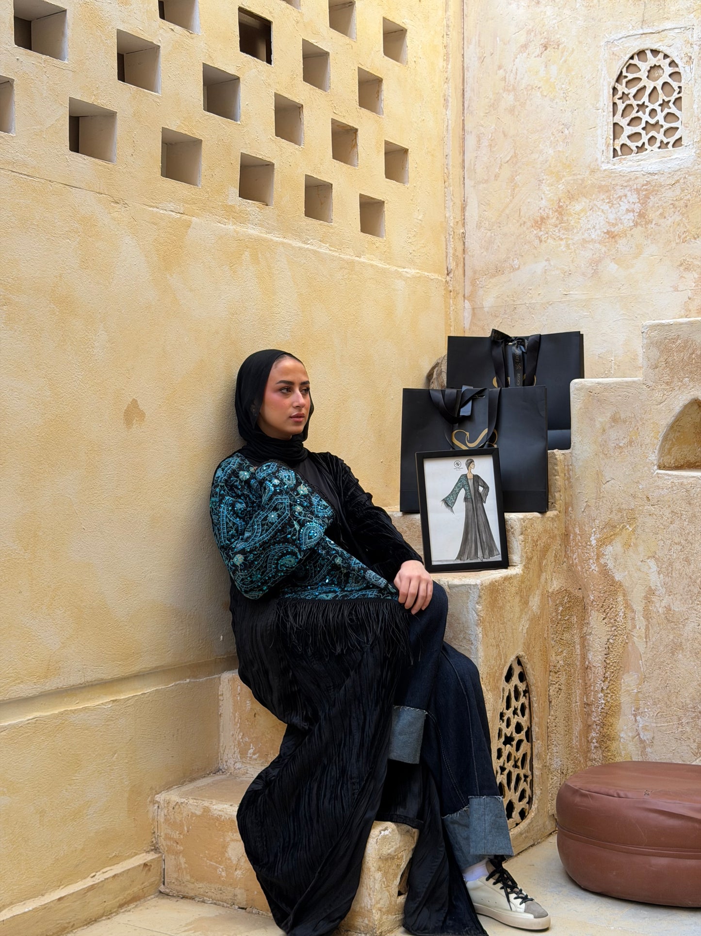 Half scarf kaftan