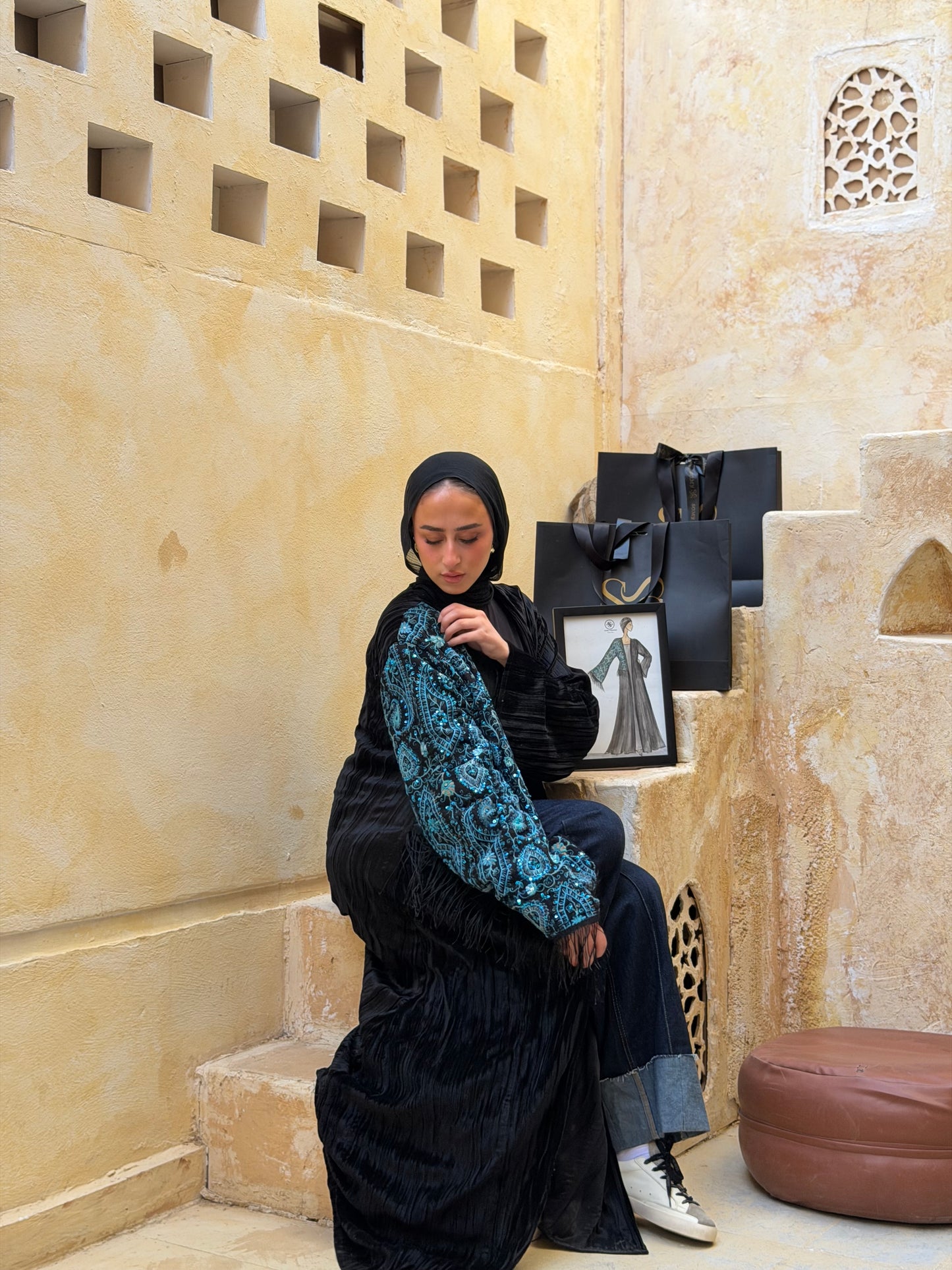 Half scarf kaftan