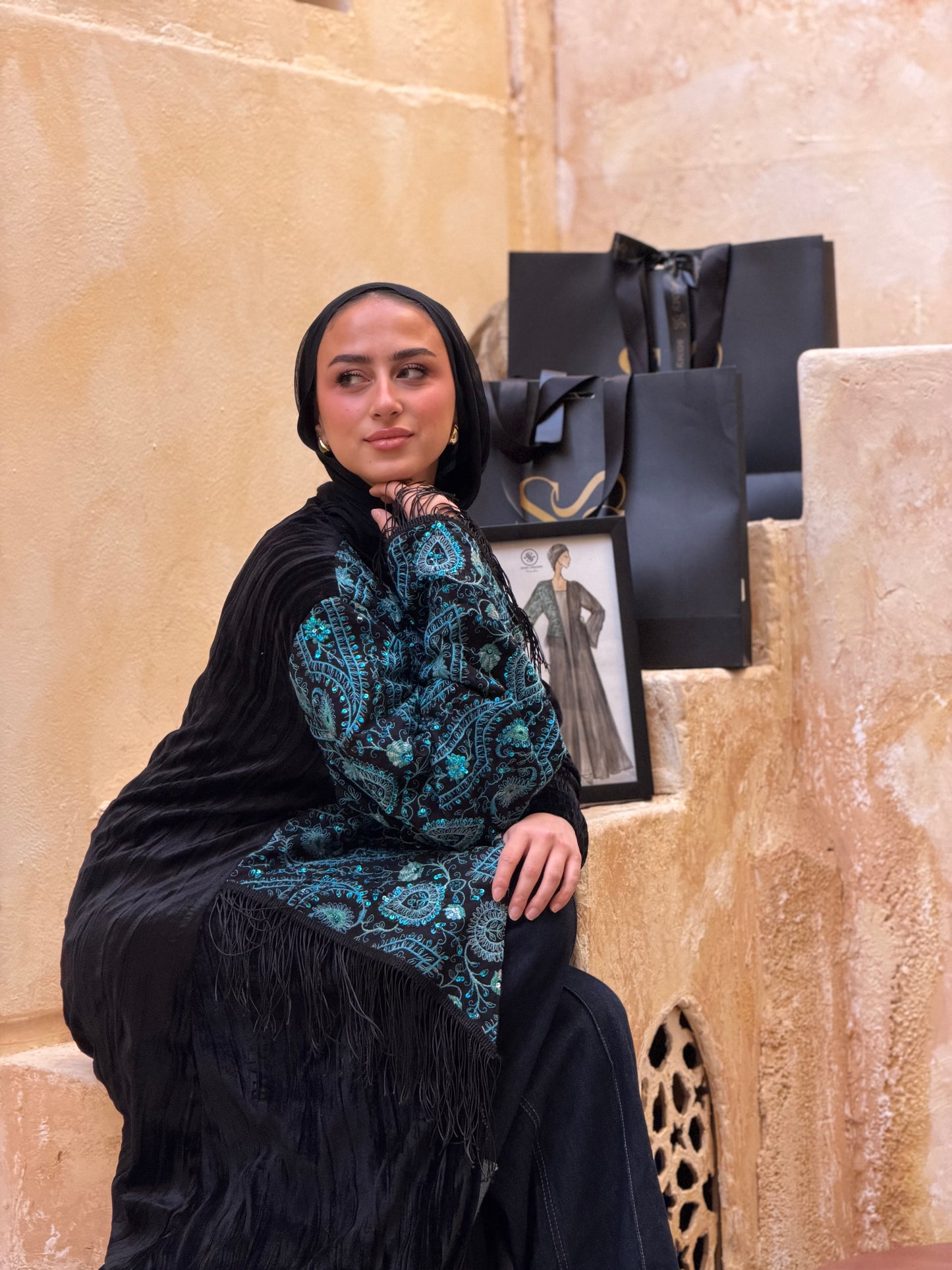 Half scarf kaftan