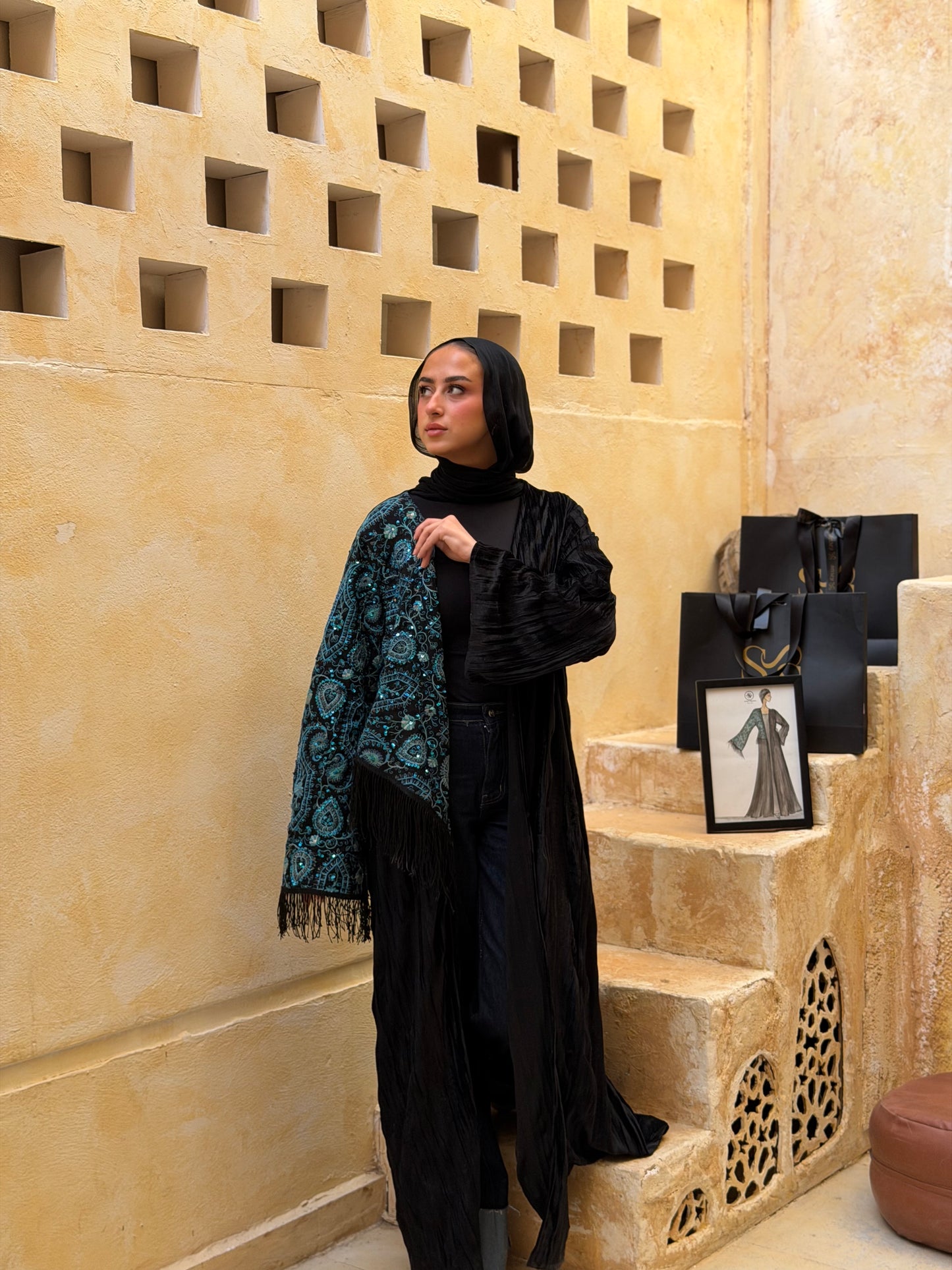 Half scarf kaftan
